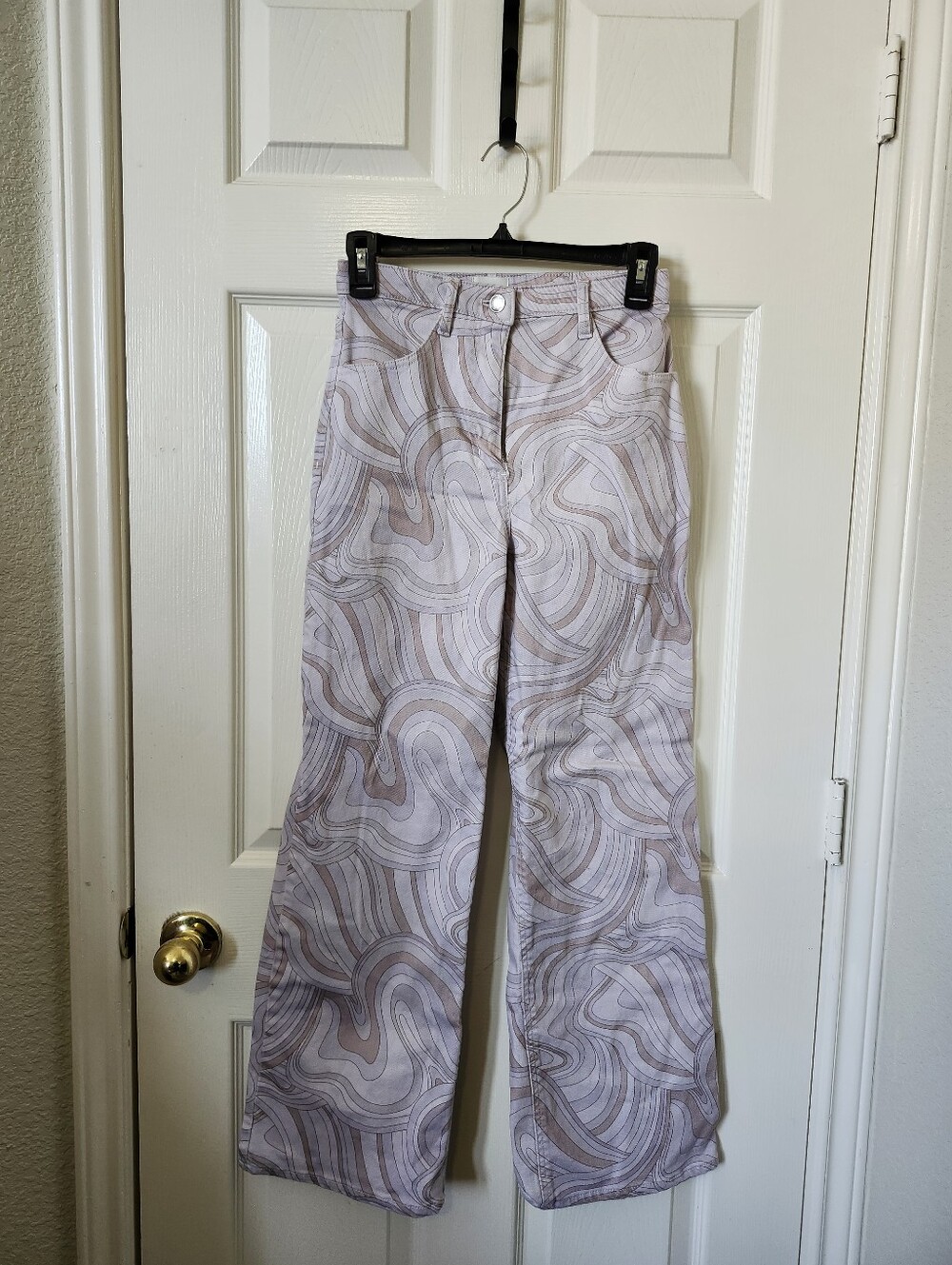 Wilfred Aritzia Wide Leg Swirl Cream Denim Jeans 2